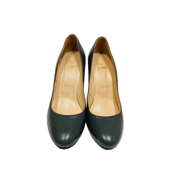 CHRISTIAN LOUBOUTIN Dark Gray Leather Round Toe Fifi 100mm Pumps Heels 37 - Picture 3 of 9